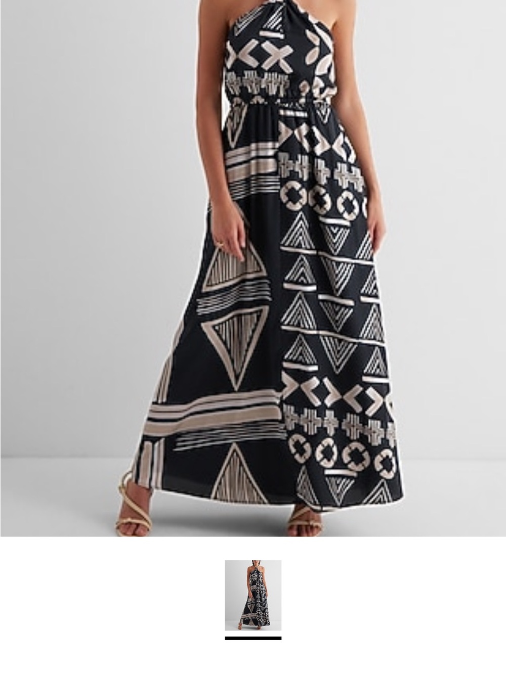 Express Black and Cream Geometric Maxi Dress
